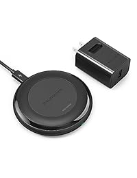 Cargador inalámbrico rápido RAVPower Qi Certified Compatible iPhone XS MAX XR XS X 8 & 8 Plus, con HyperAir, 10 W compatible Galaxy S9, S9+, S8, S7 & Note 8 y todos los dispositivos (adaptador QC 3.0 incluido), Negro