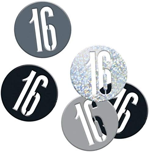 Unique Party 83823 - Glitz Black & Silver 16th Birthday Confetti, Age 16 - Image 3