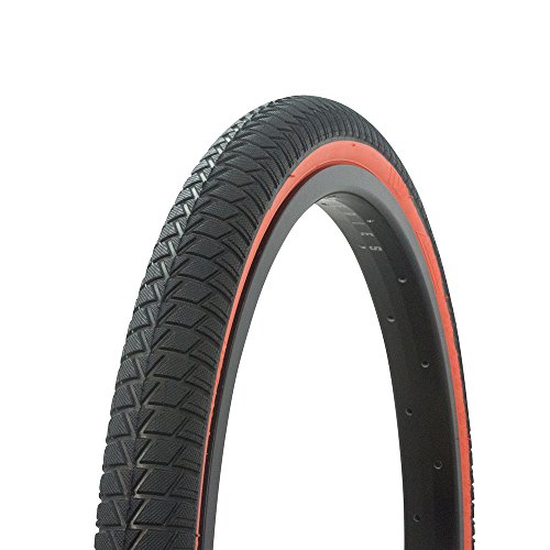 Fenix Cycles Wanda Vendetta Tread Bicycle Tire 20 x 1.75, for Bikes, Black/Orange Sidewall