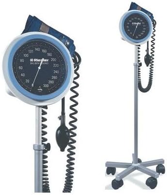 Professional Blood Pressure Monitor large, easy-to-read, 6" (15cm) faceplate with white numerals on solid background. Molded casing encloses a nonstop pin, 300 mmHg gauge. LIFETIME calibration warranty +/- 3 mmHg. 6-foot coiled tubing. Deluxe air release valve. Non Mercury. Adult size cuff fits arm circumference of 9"-13" (23-33cm). Made in Germany