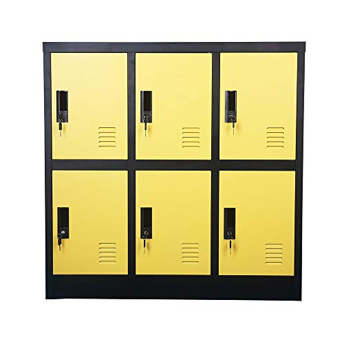 Small Office Storage Locker Cabinet Organizer for Employee,School Locker for Kids Mini Size (Yellow, W6D)