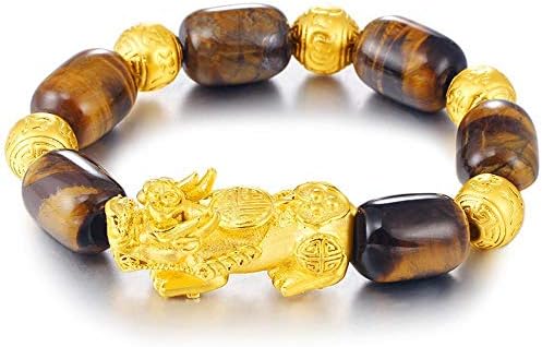 Mkxiaowei Jin Sha domineering men fortune Natural Huanghu eye stone six words Pixiu bracelet