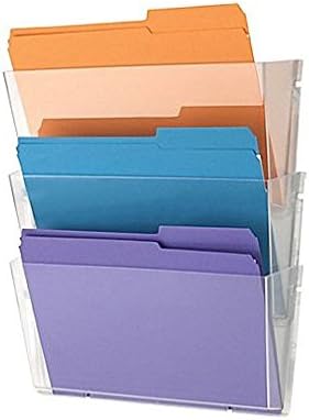 1InTheHome Expandable Wall wall file organizer, Letter-Sized, 3 pocket (Clear 3 Pocket)