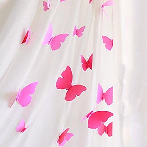 FUA® 12Pcs/Pack Curtain Home Decor Butterfly Shape Sticker Pin (Hot Pink)
