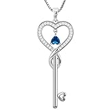 Studiocc Birthstone Good Lucky Key Pendant Necklace, Infinity Love Birthday Gifts, Jewelry for Women, Girls, Her