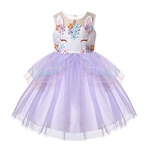 LZH Unicornio Vestido de Niñas Flor Partido Vestido De Princesa Cumpleaños Cosplay