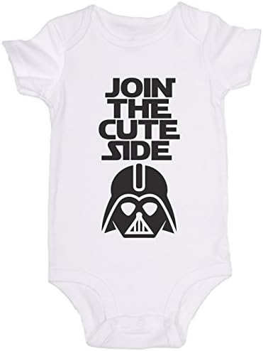 "Join the Cute Side" Star Wars / JoviGear / Darth Vader Cute Baby Onesie (9m, White)