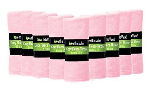 12 pack wholesale soft comfy fleece blankets - 60" x 50"…