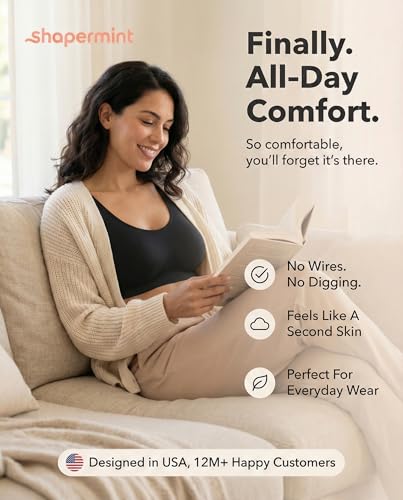 SHAPERMINT Wireless Bras for Women - Full Support Seamless Bralette, Compression Sports Bra, Wirefree Bra