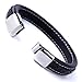Urban Jewelry Elegant Black Cuff Genuine Leather Bracelet for Men with Elegant 316L Stainless Steel Clasp