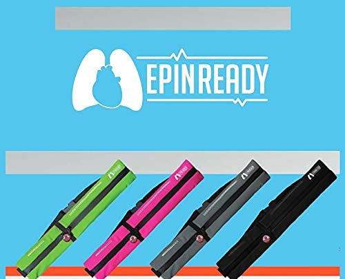 EpiPen Waist Belt with Medical Alert Tag – Fanny Pack for Epinephrine Auto-Injector & Inhaler – Adjustable Pouch for Kids & Adults – Outdoor & Sports Use – Midnight Black