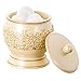 Creative Scents Shannon Q-Tip Holder, Decorative Bathroom Vanity Canister Jar, Durable Resin Swab Container, Beautiful Vanity Cotton Ball Dispenser, Best Toothpicks Storage Organizer (beige)