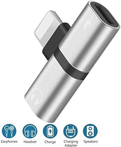 Headphone Adapter for iPhone Dongle Splitter Jack Adapter for iPhone Xs/Xs Max/XR/ 8/8 Plus/X (10) / 7/7 Plus Car Charge Dongle 3.5mm Jack Adapter Earphone Charge & Aux Audio Support All iOS Systems