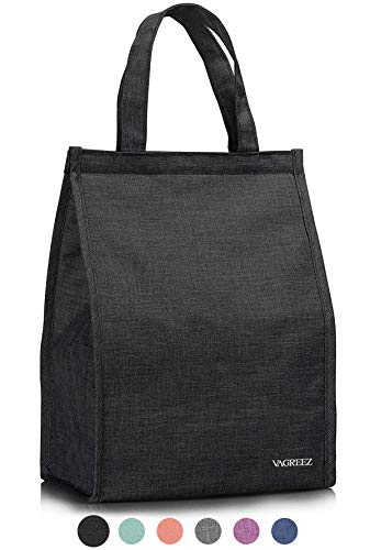 Lunch Bag, VAGREEZ Insulated Lunch Bag Large Waterproof Adult Lunch Tote Bag For Men or Women (Black)