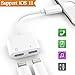 2-in-1 Lightning Splitter Adapter for iPhone 7 / 8 / X / 7 plus / 8 plus, Double lightning ports for dual Lightning Headphone Audio and Charge Adapter. (Compatible IOS 10.3, IOS 11 and Later)-White