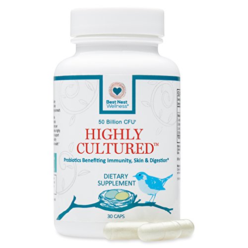 Highly Cultured Probiotics | 50 Billion CFU, 15 Strains, for Men & Women, Patented Time Released Capsules for Upset Stomach, Gas, Intensive Once Daily Probiotic Supplement, 30 Count, Best Nest
