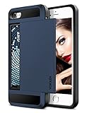 iPhone 7 Case, Vofolen Sliding Card Holder iPhone 7 Wallet Case Cover Secret ID Slot Rugged Protective Hard Shell Skin Flexible Soft TPU Rubber Bumper Hybrid Armor Tough Case for iPhone 7 - Navy