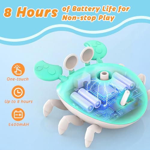 Water Table Pump, 5400mAh Rechargeable Crab Water Pump Toy for Kids age 1-3 with 8Hrs Play time, IP67 Waterproof, 3 Modes Spray 2 Flow Settings Outdoor Water Toys for Water Table, BathTubs, Pool