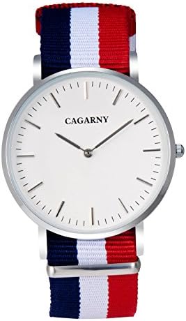 CAGARNY Good Quality Nylon Quartz For mMen And Women Silver Case Watch