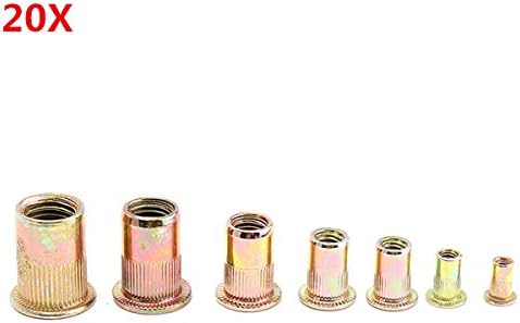CLAKION 20Pcs Color Zinc Rivet Nuts Small Head Insert Nuts Serrated Flange M3/M4/M5/M6/M8/M10/M12