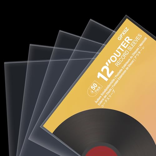 GPXIIZ Vinyl Sleeves Outer 12 Inch | 50x Crystal Clear Record Sleeves | 3 Mil Thick | Acid-Free & High-Density Polypropylene | Plastic Protective Vinyl Album Covers for 12" Single Double Albums & LPs