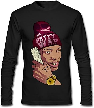 LSLEEVE Men's Fetty Wap Long Sleeve T-shirt Black XL