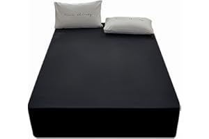 RUSHRUSHLULU Bedding King Fitted Sheet Only-Deep Pocket-Bottom Sheet-Fits 15inches Bed Matress Shteet-Soft and Microfiber-Easy Care-Black