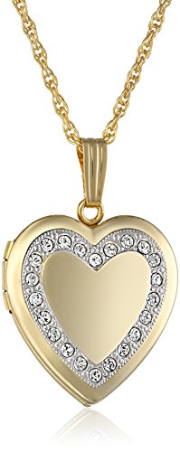 14k Yellow Gold-Filled Crystal Heart Locket Necklace, 18"
