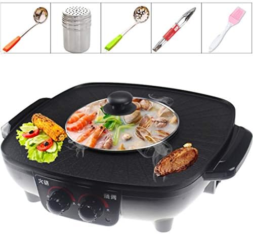 WEIGZ Multi-function electric pot electric hot pot electric barbecue disc dual-control switch all-in-one pot,Black