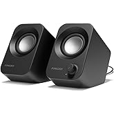 FUNLOGY Speaker - 14W Stereo PC Speakers, USB Powered, Compact Size with 30° Tilt Design, Volume Dial Control, for Desktop, Laptop, Monitor, Gaming Consoles, Black
