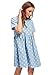 MAKEMECHIC Women's Loose Polka Dot Short Sleeve A-line Babydoll Dress #Blue L