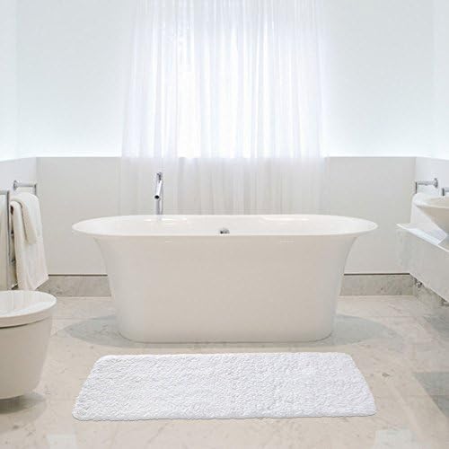 Bathroom Rug Mat (59 x 18，White) Anti-Slip Rubber - Extra Soft and Absorbent Rugs, Machine Wash/Dry, Perfect Carpet Mats for Tub, Shower, and Bath Room Bedroom Livingroom