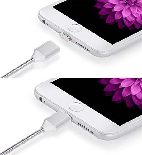 Digital Ant Gen3 Nylon Braided Super Magnetic Charging and Data Transfer Cable for i-Product. Magnetic Charging Cable or Magnetic Charging Cord for iPhone and iPad. (5 Feet-Silver-Twin Pack)