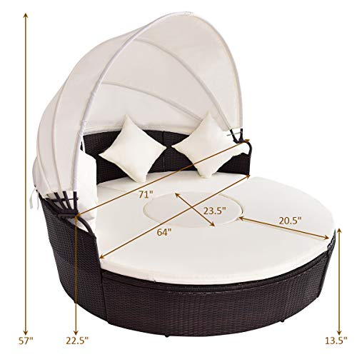 Tangkula Patio Daybed, 73" Diameter Outdoor Lawn Backyard Poolside