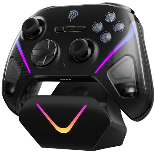 EasySMX D10 Controller PC mit Ladestation, Wireless Controller mit TMR Joystick & 2 in 1 Trigger, 1000Hz Polling Controller mit RGB für PC/Switch/Hand