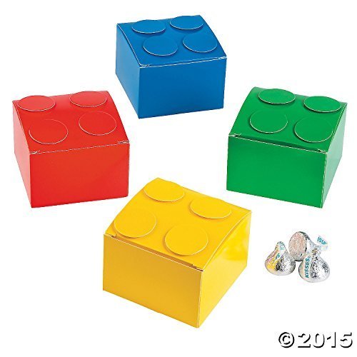 Fun Express Color Brick Party Favor Boxes Lot of 12 Treat Boxes Building Block