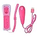Jozabova New Remote and Nunchuck Controller Combo Set Bundle Remote and Silicon Case + Wrist strap For Wii (WII, Pink)