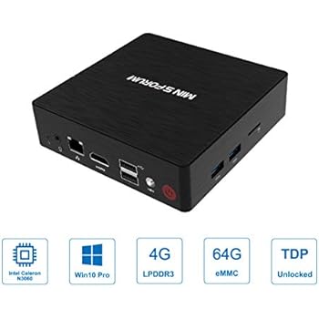 Mini PC Intel Celeron N3060 Processor(up to 2.48 GHz) Windows 10 64-Bit, Mini Desktop Computer 4GB DDR3/ 64GB eMMC, PC Computer HDMI and VGA, 4K HD, 2.4G/5G Dual WiFi, 2.5 inch SSD& HDD, BT 4.2