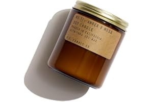 P.F. Candle Co. Amber & Moss Classic Standard Scented Soy Wax Candle (7.2 oz) 40-50 Hour Burn Time, Cotton Wick, Amber Glass Jar