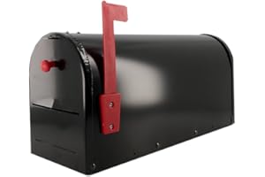 Metal Rural Mailbox with Lock Bracket, Black, Double Door Entry, Front Mail Slot, Mounting Hardware Included, 19"x8.5"x6", Ru