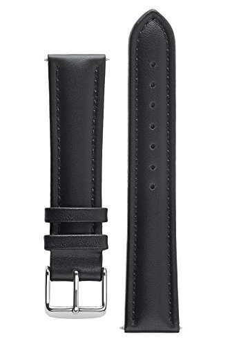 Signature Bali Black 18 mm Waterproof Watch Band Calf Leather Watch Strap Replacement Bracelet. Silver Buckle