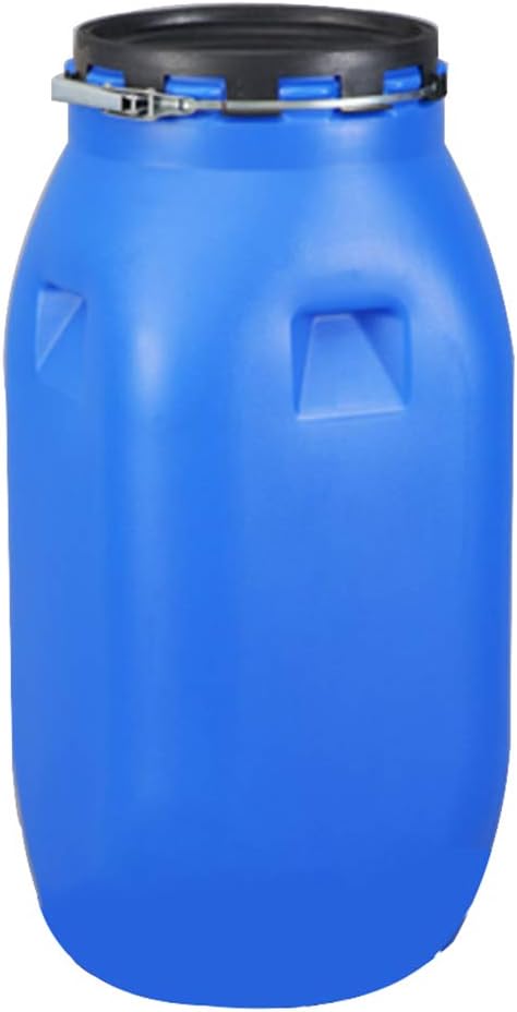 Open Barrel with Lid & Ring, Plastic Blue Open Top Keg Drum Barrel for Storage Food Grade Shipping Food Cooking