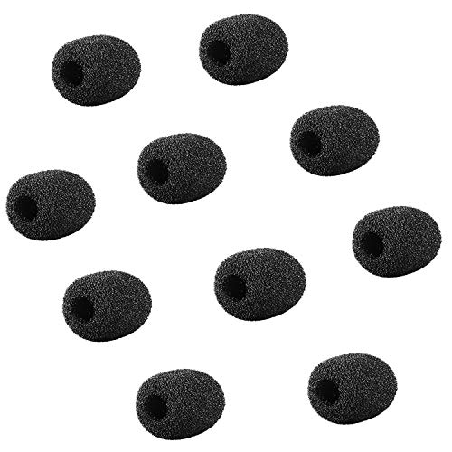 (10 Pieces) Foam Windscreen, Lapel Clip-on Microphone Accessories for Replcement, Black