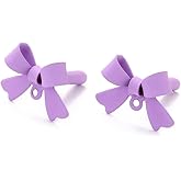 DanLingJewelry 20Pcs Bowknot Stud Earring Findings Purple Bow Tie Studs Earring Posts with Hole for DIY Jewelry Making