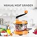 MIGECON Kitchen Manual Food Processor Meat Mincer Vegetable Chopper with Hand Crank and 3 Blades Orange Color
