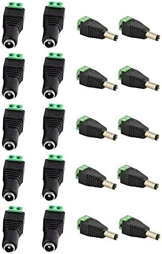 Meipeacock 10 Pairs 20Pcs Male & Female 5.5Mm X 2.1Mm Dc Power Connector Jack Plug 12V 24V