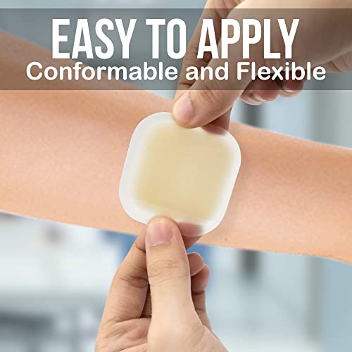 JJ CARE Hydrocolloid Dressing [Pack 10], 2x2 Hydrocolloid Bandages w