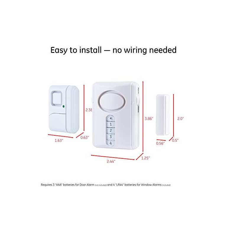 GE Personal Security Alarm Kit, Includes Deluxe Door Alarm with Keypad Activation and Window