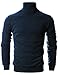 Ohoo Mens Slim Fit Long Sleeve Turtleneck Mixed Ribbed Hem Pullover Sweater