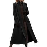 chouyatou Women's Elegant Shawl Collar Open Front Wool Coat Formal Work Mid Long Winter Pea Coat